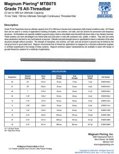 Magnum Piering MTB075 Grade 75 All-Threadbar Data Sheet