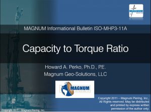 Presentation on capacity to torque ratio - Magnum Piering