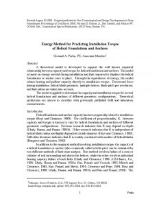 Helical pile technical paper on energy method for predicting installation torque - Magnum Piering