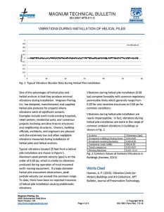 Technical bulletin on vibrations of helical piles - Magnum Piering