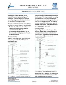 Technical bulletin for grouted helical piles - Magnum Piering